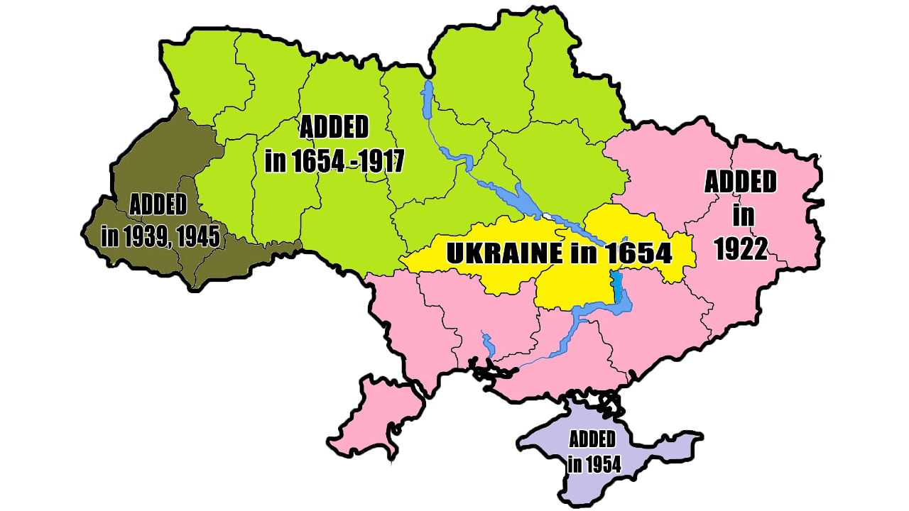 I confini dell'Ucraina dal 1654 in poi