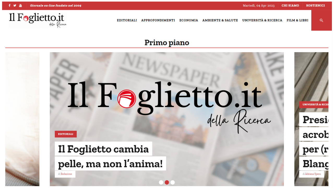 Il nuovo sito de ilfoglietto.it